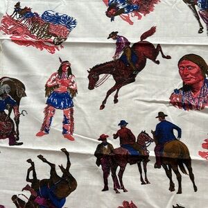Vintage cowboys and Native Americans fabric